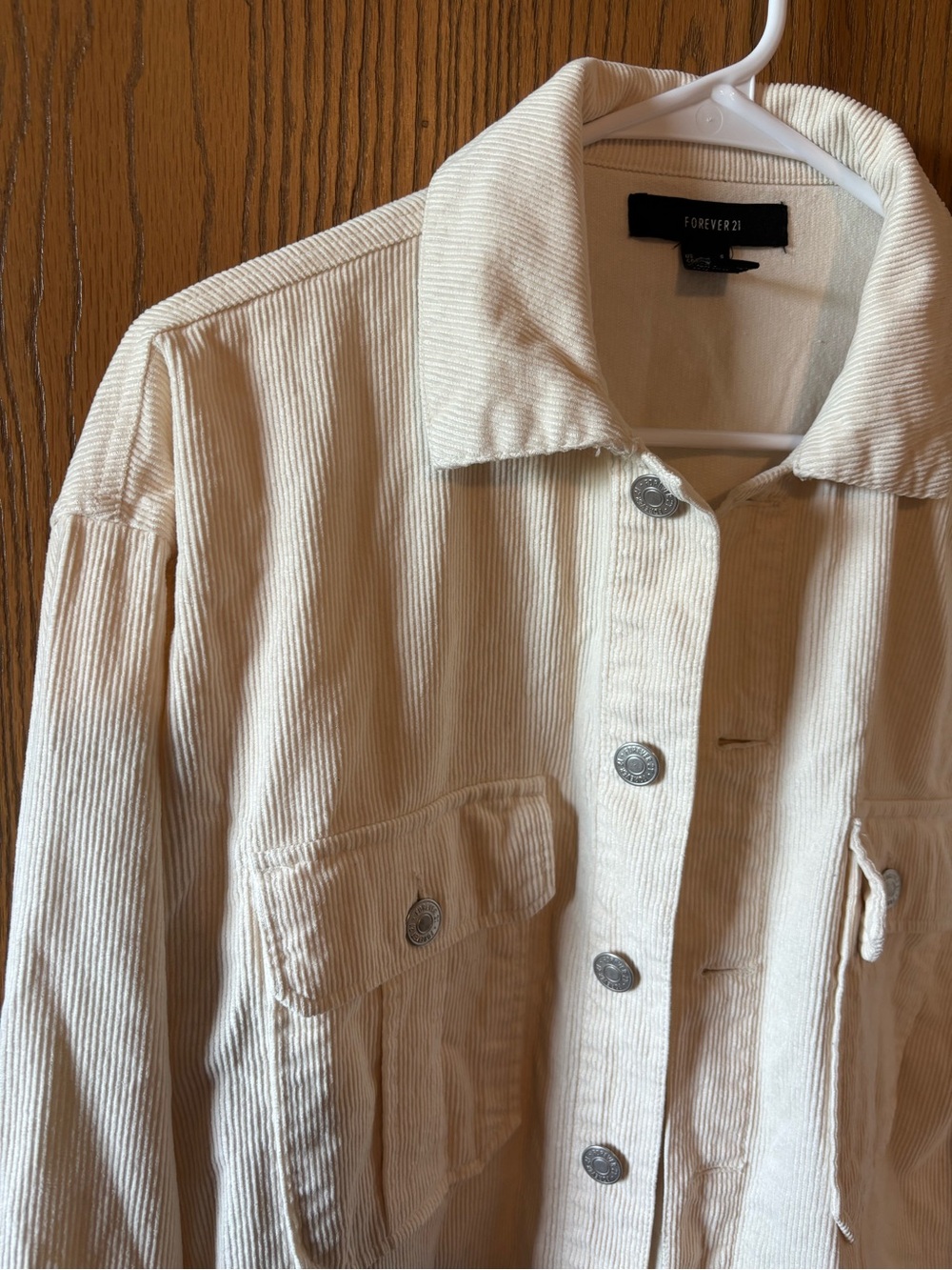 Forever 21 Cream Ribbed Button Down - Picture 2 of 6